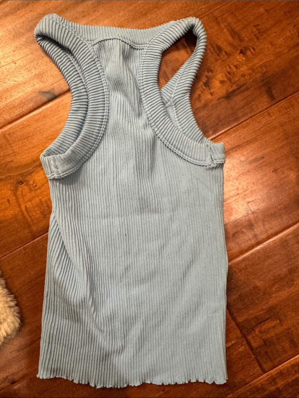 Women's Light Blue Ribbed Racerback Tank — Soft Stretch Knit - Picture 3 of 3